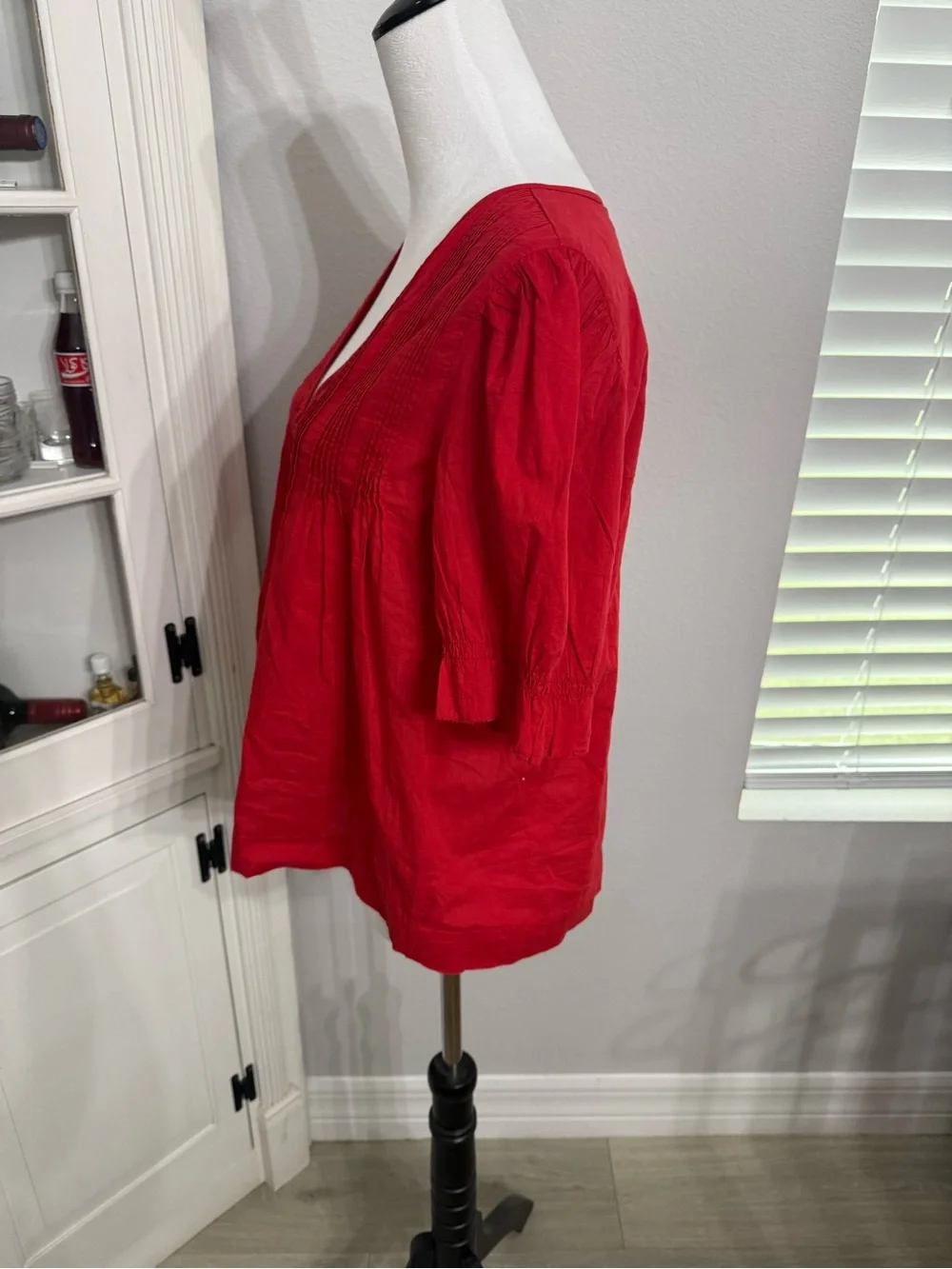 Abercrombie & Fitch Red V-Neck Button Front Blouse